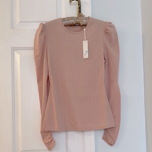 Rebecca Taylor Ruched Long Puff Sleeve Top - Pink